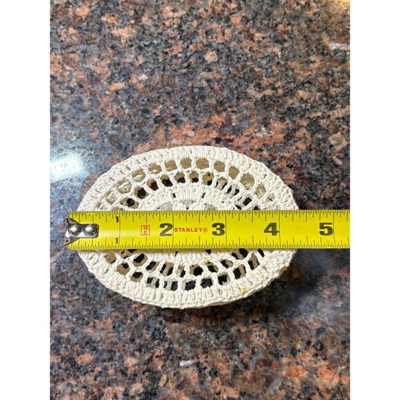 Vintage Crocheted Oval Trinket Box with Lid - Picture 3 of 6